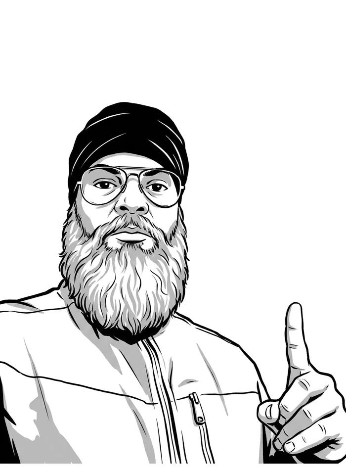 Philippe Rilos, portrait illustré en line-art
