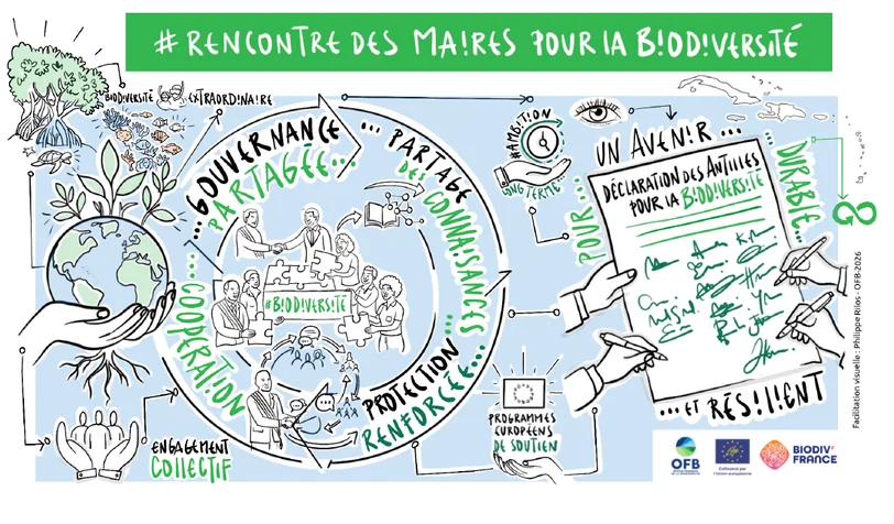 Fresque graphique : Rencontre des maires pour la biodiversité, réalisée pour l'OFB