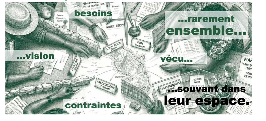Illustration : de nombreux acteurs travaillent autour d'une table, chacun avec sa vision du territoire